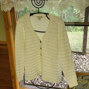 Coldwater Creek Knitted Vneck ButtonDown Sz. PL Winter‎ White Sweater Cardigan